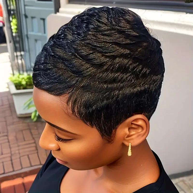 Perruque élégante et non toxique pour femme - Coupe elfique en cheveux brésiliens Remy véritables