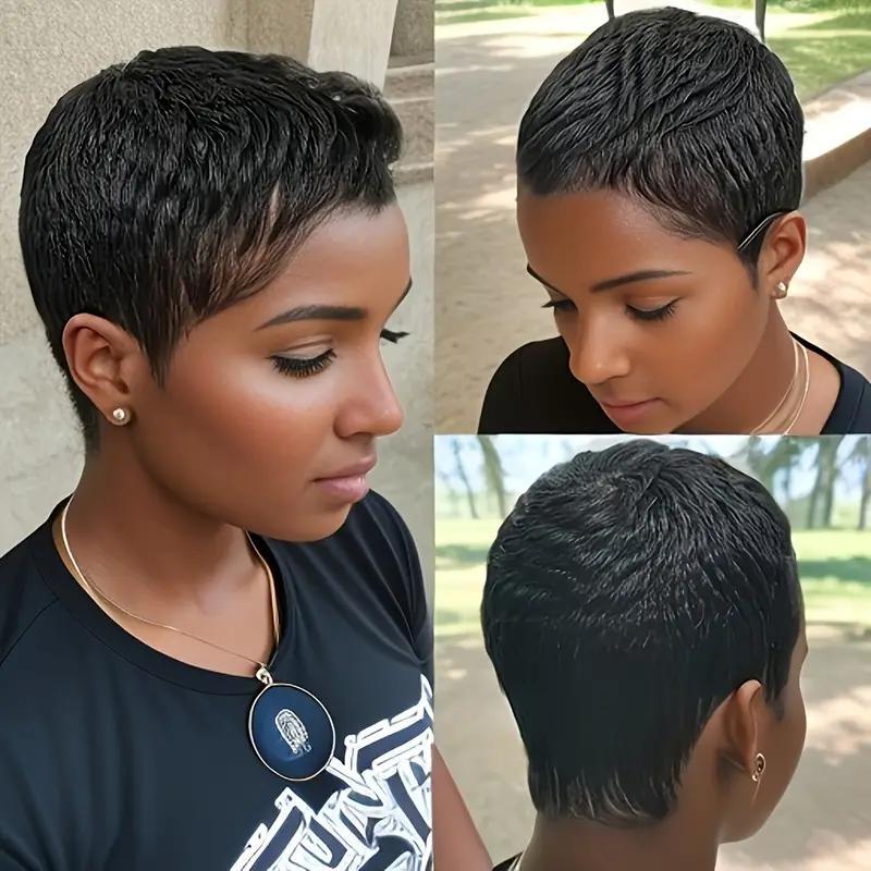 Perruque élégante et non toxique pour femme - Coupe elfique en cheveux brésiliens Remy véritables