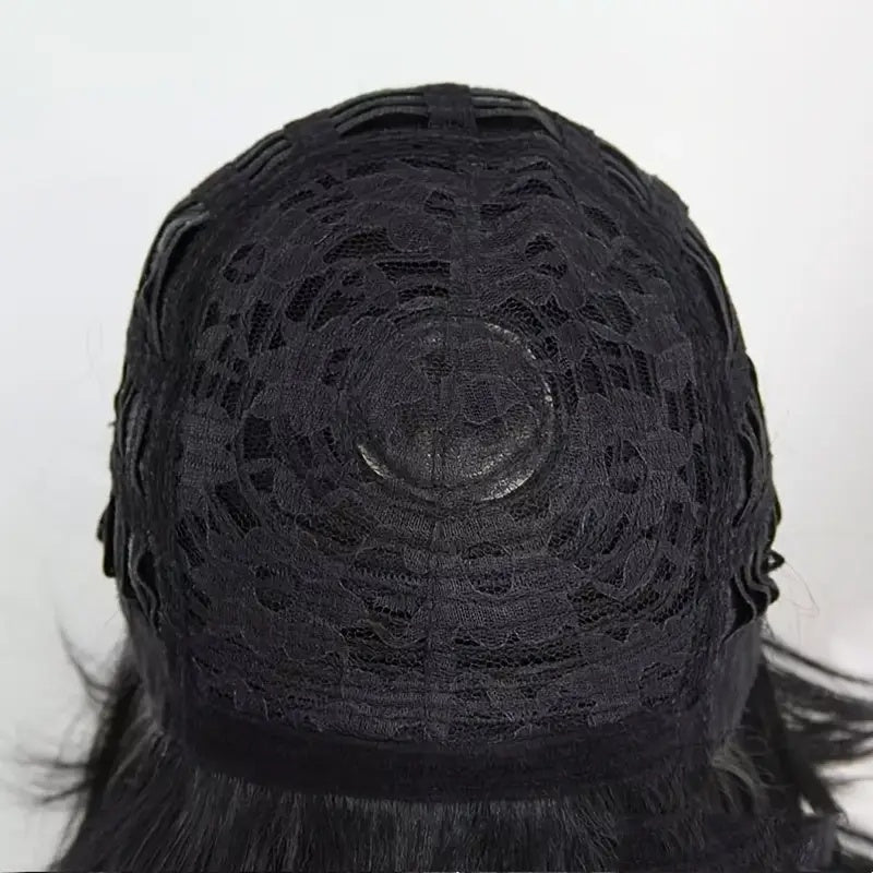 Perruque courte noire non-toxique, avec frange brune, cheveux courts naturels, en soie synthétique haute température, adaptée aux femmes noires.