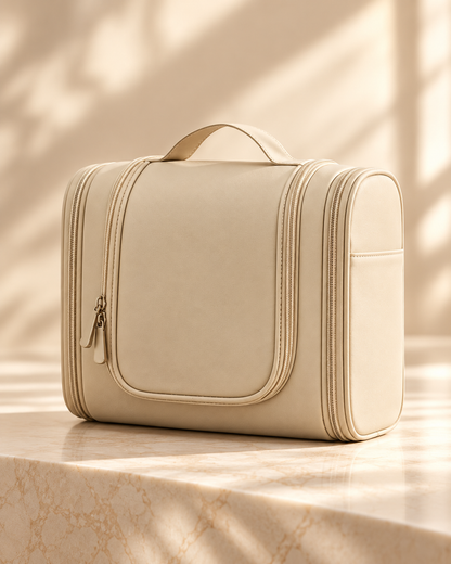 Trousse de voyage beauté suspendue beige Miyou Beauté