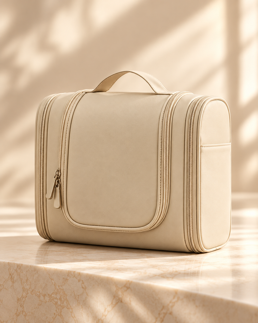 Trousse de voyage beauté suspendue beige Miyou Beauté